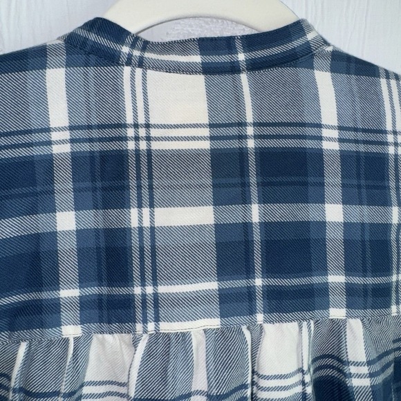 POLO RALPH LAUREN Dian Blue/White Plaid Women's Medium 3/4 Puff Sleeves Shirt - Picture 15 of 16
